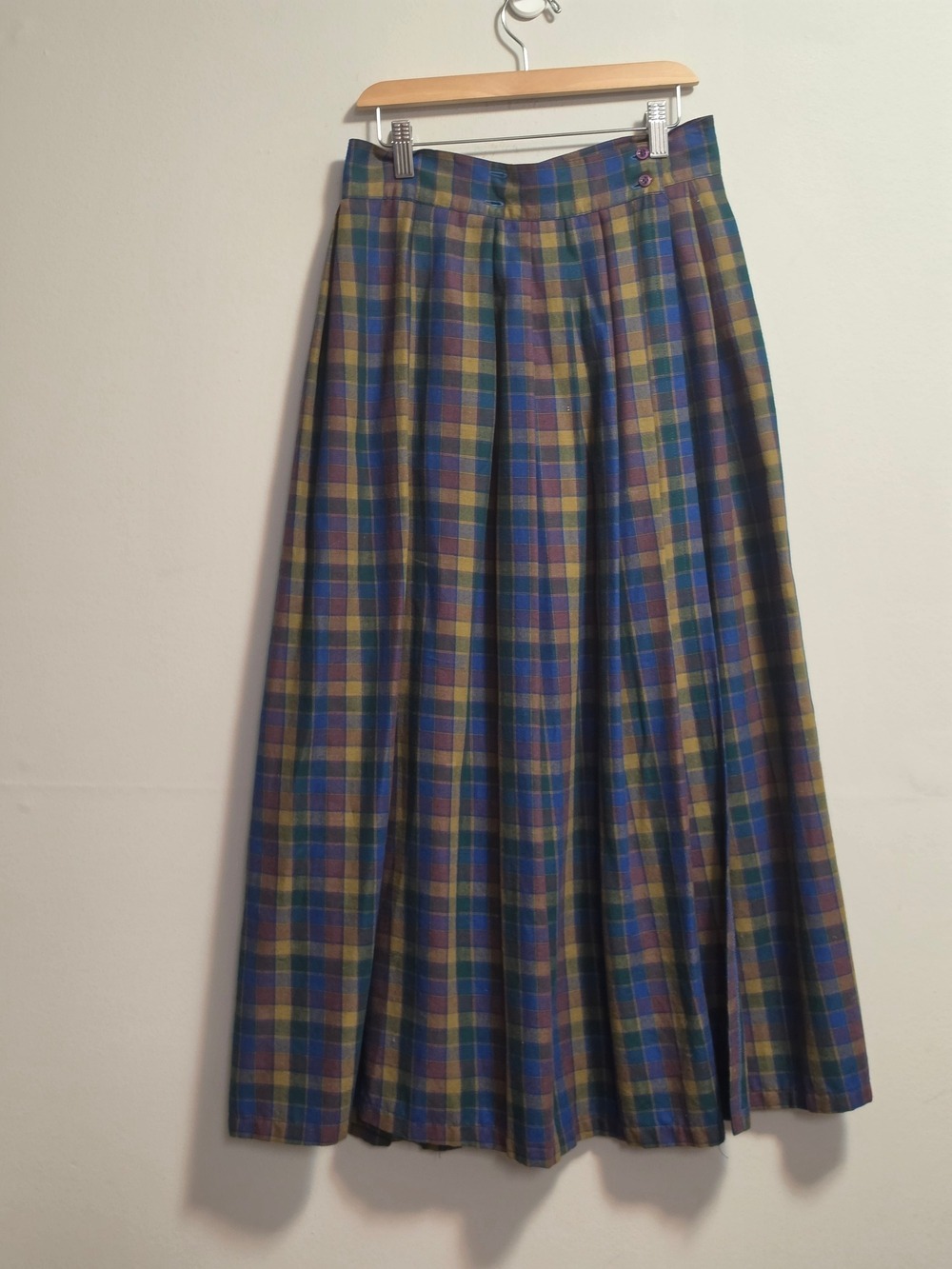 Vintage Viyella Plaid Maxi Skirt in Blue & Green - Classic Women's Skirt